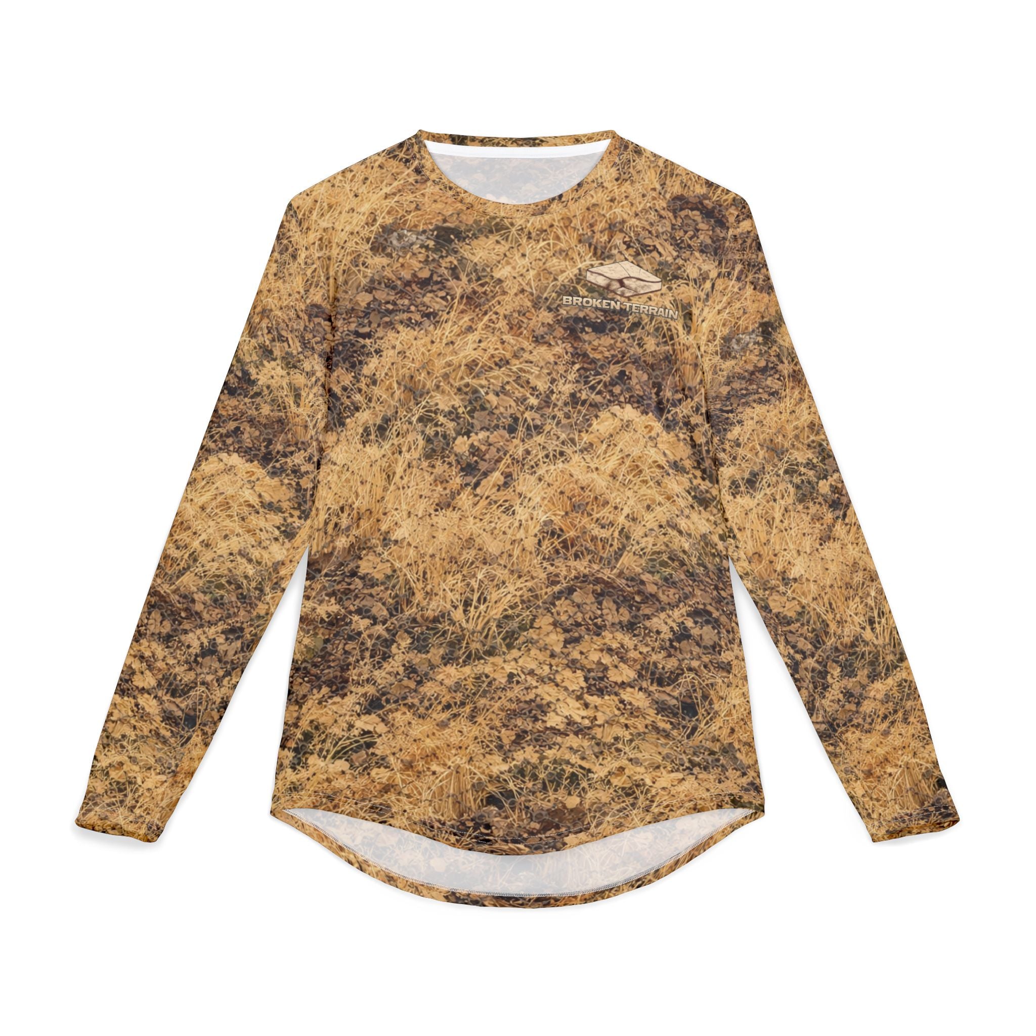 Men's Camo Brown UV Long Sleeve Shirt — All-Over Print Sun Protection