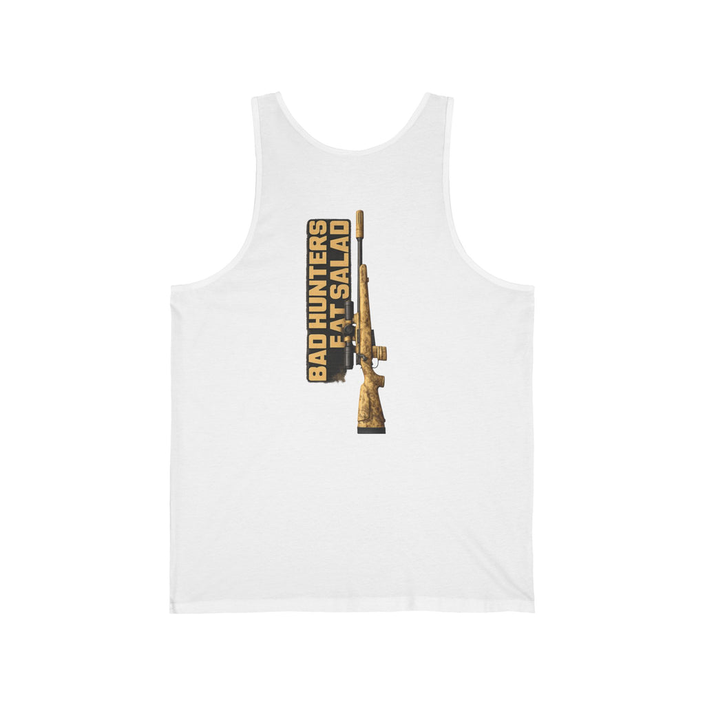 Bad Hunters Eat Salad Tank Top — Hunting Rifle Graphic Unisex Jersey Tank