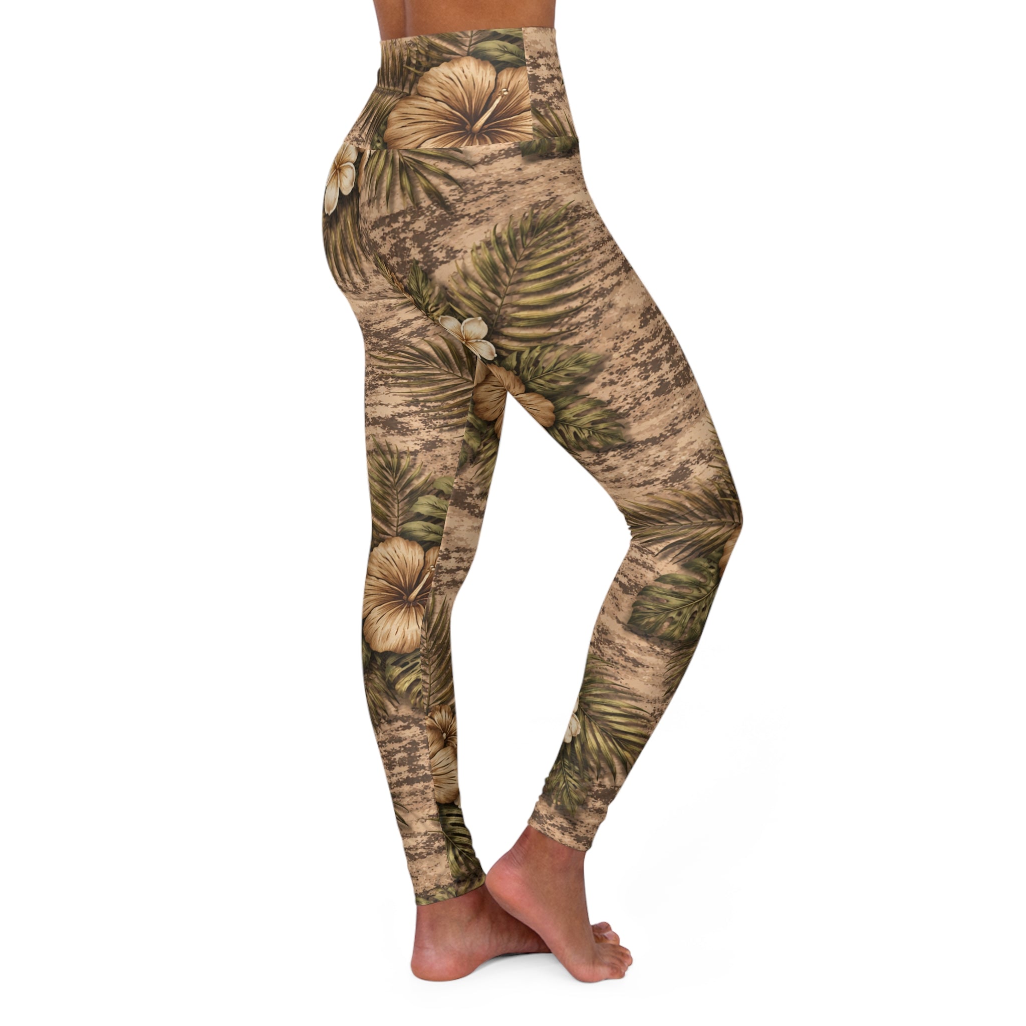 Tropical Hibiscus Camo High Waisted yoga pants