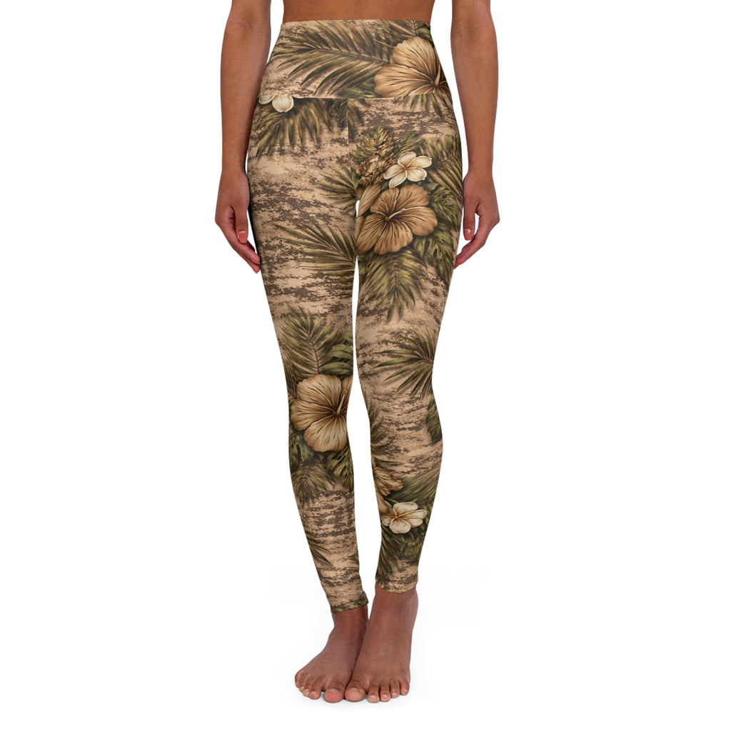 Tropical Hibiscus Camo High Waisted yoga pants