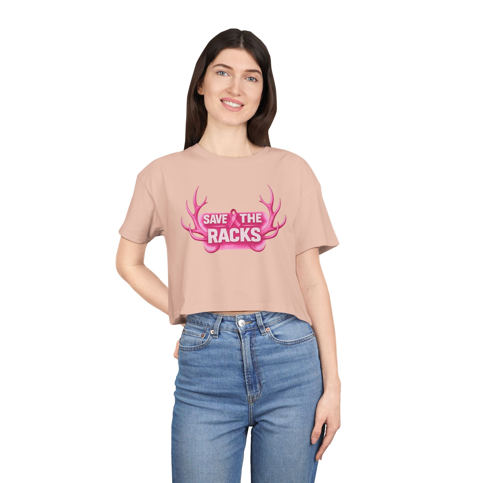 "Save The Racks" Pink Antler Crop Top