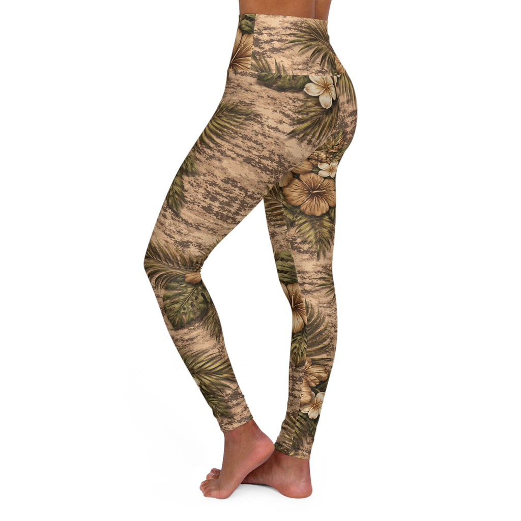 Tropical Hibiscus Camo High Waisted yoga pants