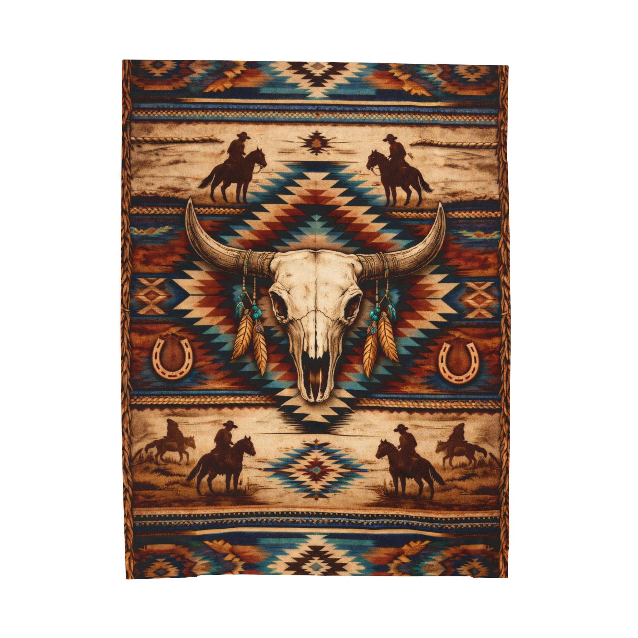 Southwestern Bull Skull Plush Blanket