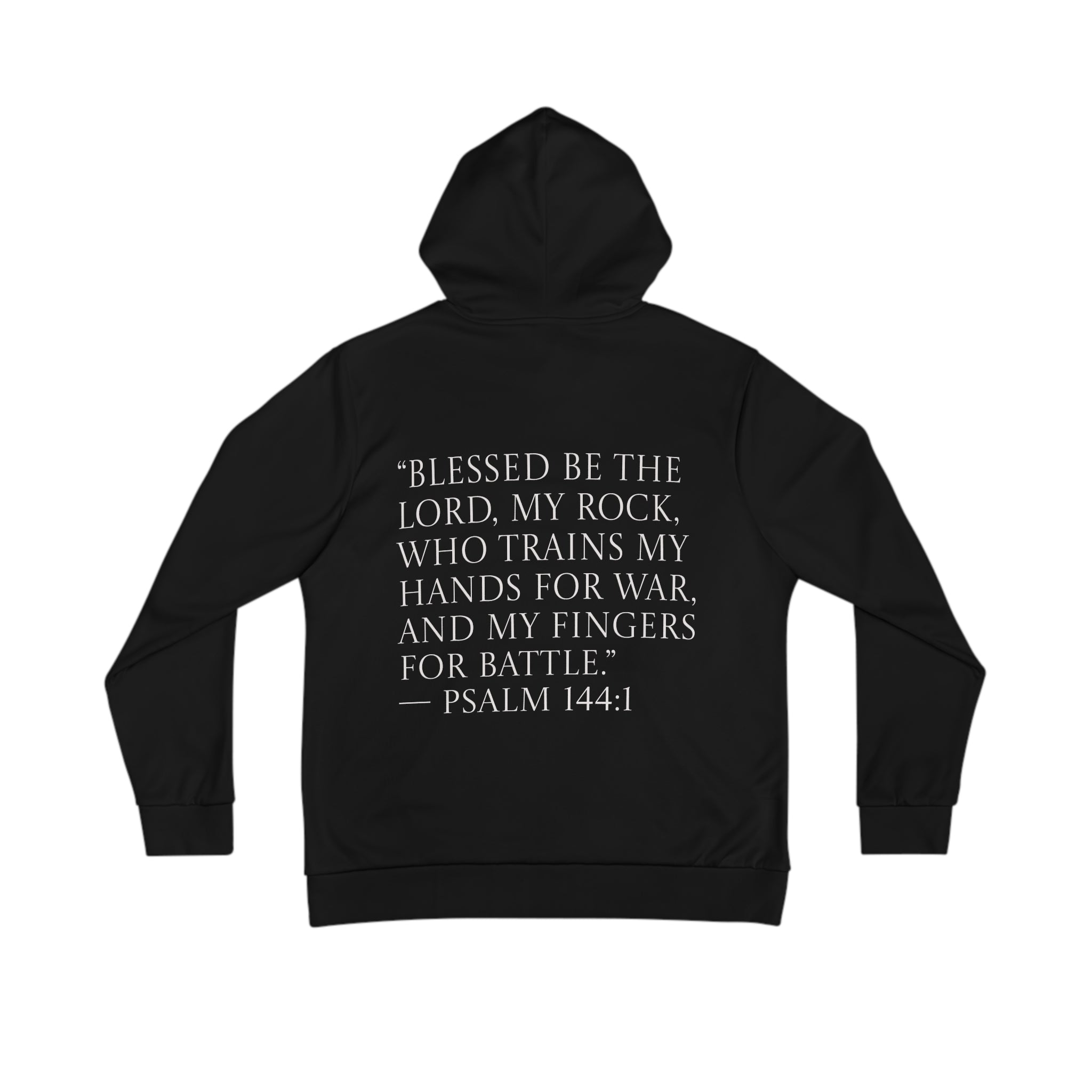 Psalm 144:1 Hoodie — "Blessed Be The Lord, My Rock" Christian Fishing & Hunting Sweatshirt