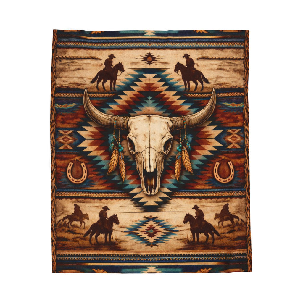 Southwestern Bull Skull Plush Blanket