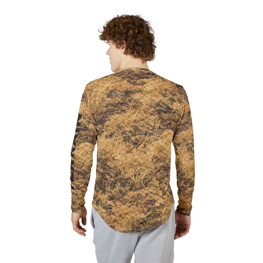 Men's Camo Brown UV Long Sleeve Shirt — All-Over Print Sun Protection